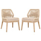 Intricate Rope Weaved Padded Dining Chair, Set of 2, Beige and Brown By Casagear Home