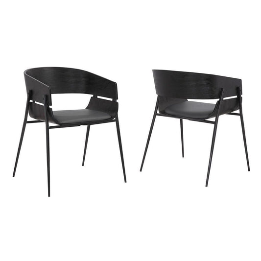18.5 Inches Round Back Leatherette Dining Chair, Set of 2, Black By Casagear Home