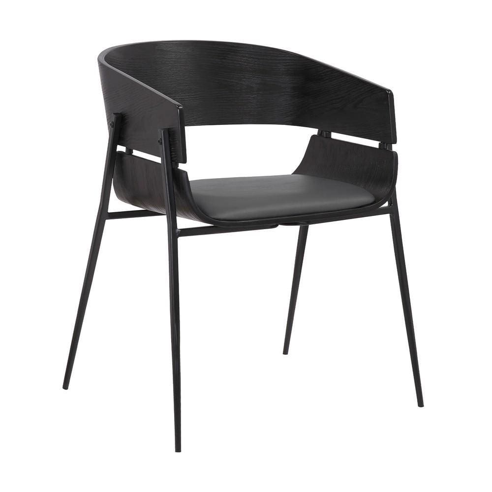18.5 Inches Round Back Leatherette Dining Chair Set of 2 Black By Casagear Home BM236362