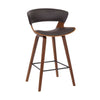 Counter Stool | Faux Leather Saddle Seat | 27" | Brown