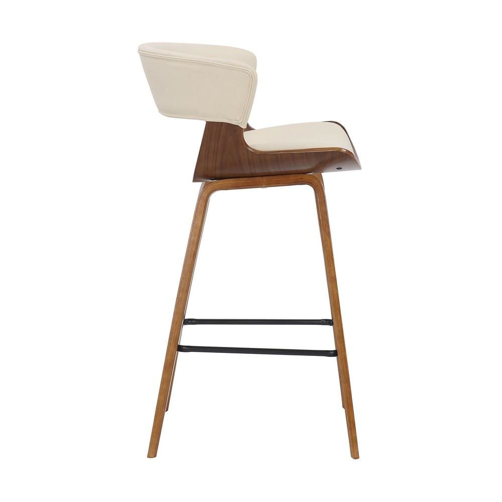 27 Inches Saddle Seat Leatherette Counter Stool Cream and Brown By Casagear Home BM236365