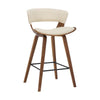 27 Inches Saddle Seat Leatherette Counter Stool, Cream and Brown By Casagear Home