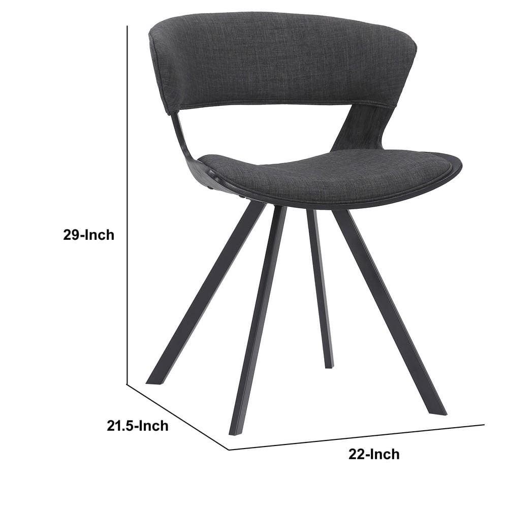 18 Inches Curved Padded Dining Chair with Angled Legs Black By Casagear Home BM236371