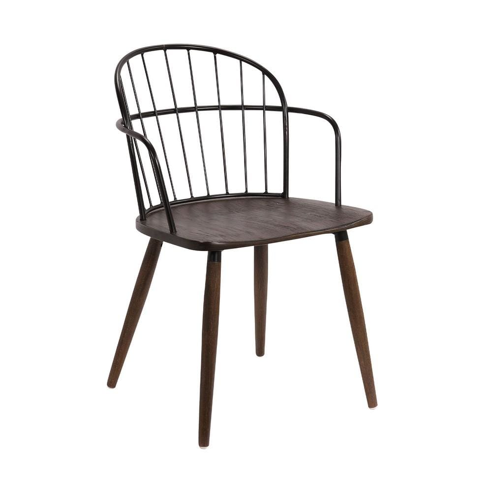 Side Chair | Metal Frame | Open Backrest | Black & Brown