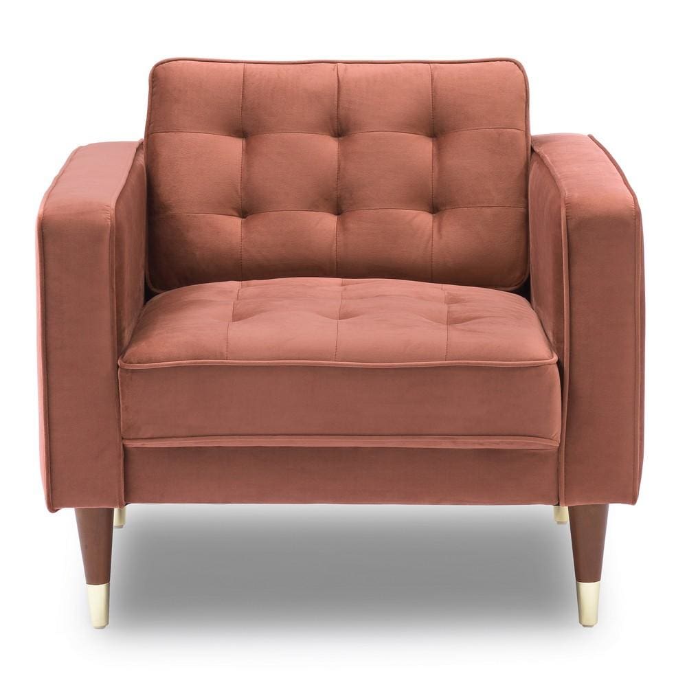 Tufted Fabric Upholstered Club Chair with Piped Stitching Pink By Casagear Home BM236450