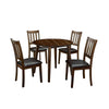 5 Piece Dining Set with Wood Table and Ladder Back Chairs | Brown