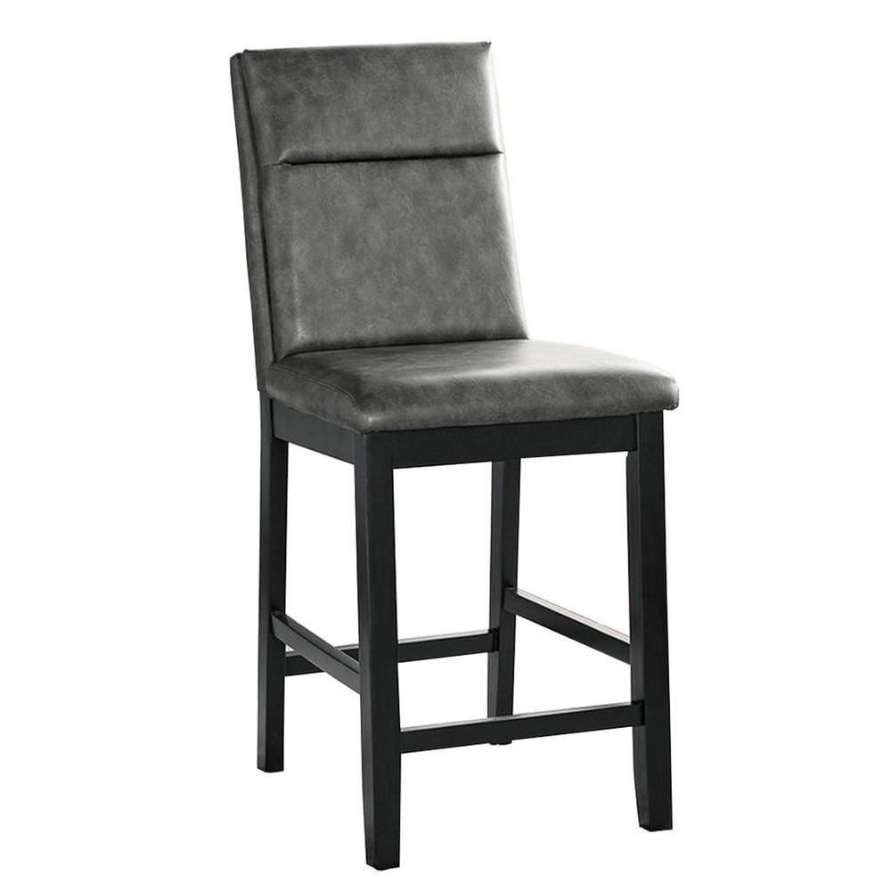 Wooden Counter Height Chairs with Padded Backrest, Set of 2, Gray and Black By Casagear Home
