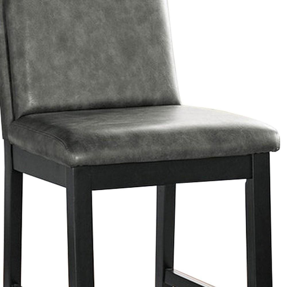 Wooden Counter Height Chairs with Padded Backrest Set of 2 Gray and Black By Casagear Home BM236575