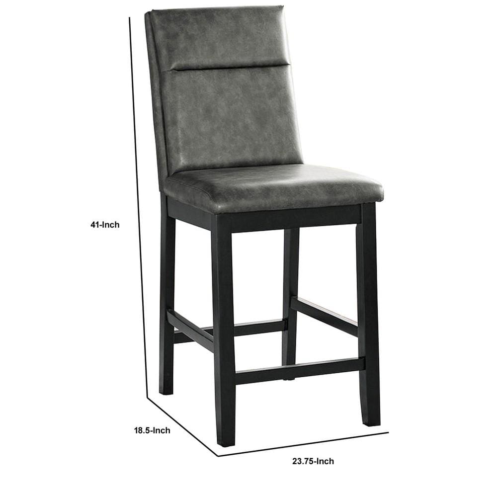 Wooden Counter Height Chairs with Padded Backrest Set of 2 Gray and Black By Casagear Home BM236575