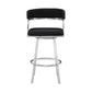 26 Inch Curved Seat Leatherette Swivel Barstool Silver and Black By Casagear Home BM236606