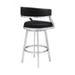 26 Inch Curved Seat Leatherette Swivel Barstool Silver and Black By Casagear Home BM236606