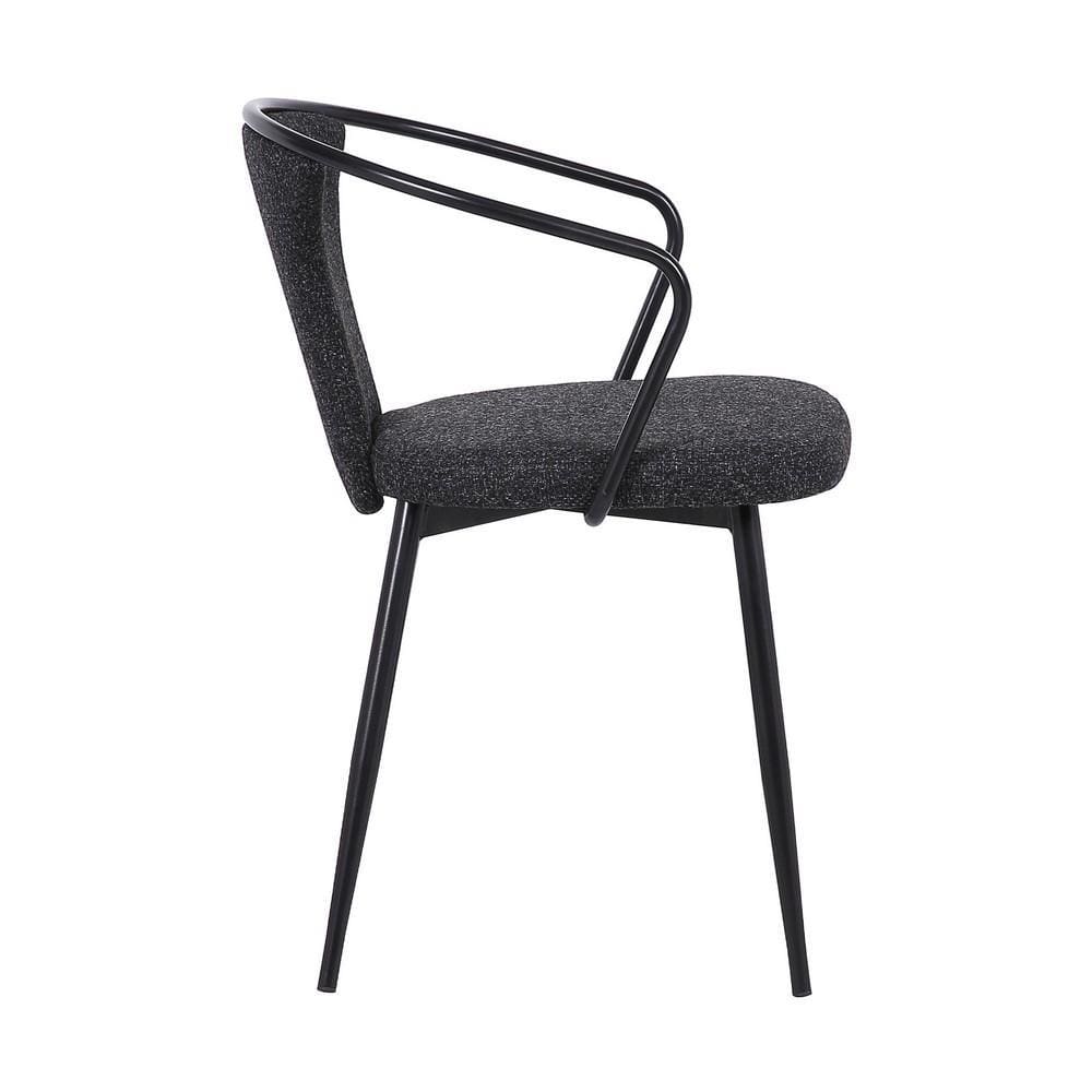 19 Inch Modern Fabric Dining Chair with Curved Back Black By Casagear Home BM236624