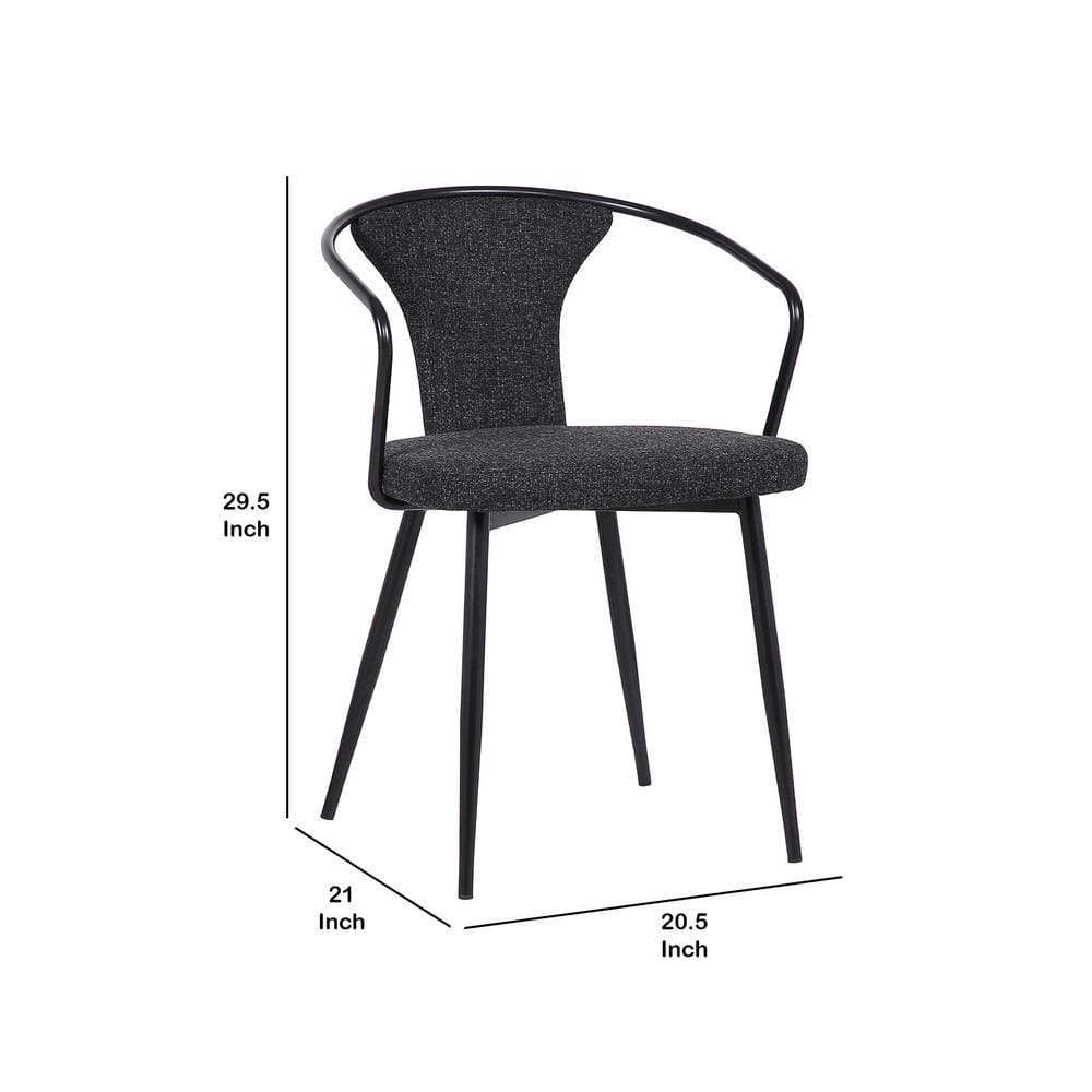19 Inch Modern Fabric Dining Chair with Curved Back Black By Casagear Home BM236624