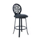 30 Inches Leatherette Barstool with Geometric Backrest, Black By Casagear Home