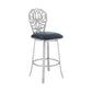 26 Inches Leatherette Counter Stool with Ornate Cut Out, Gray By Casagear Home
