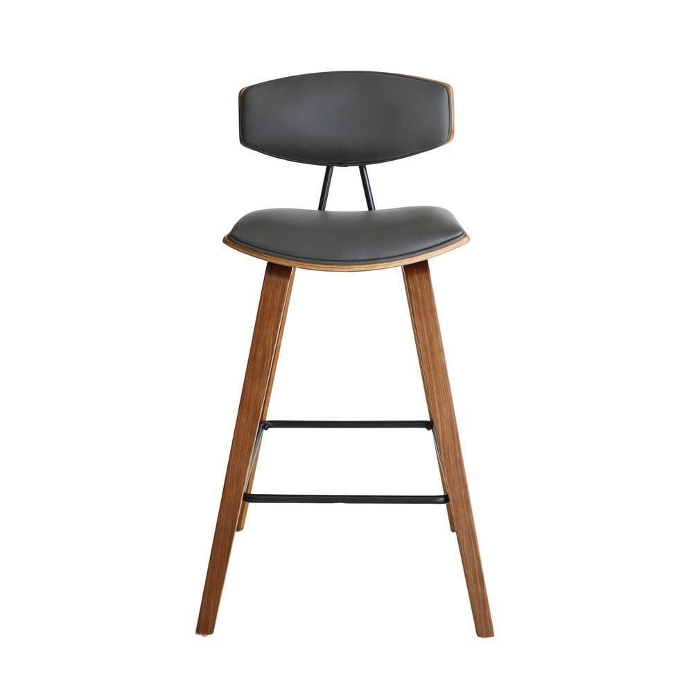 28.5 Inches Contoured Seat Leatherette Barstool Brown By Casagear Home BM236651