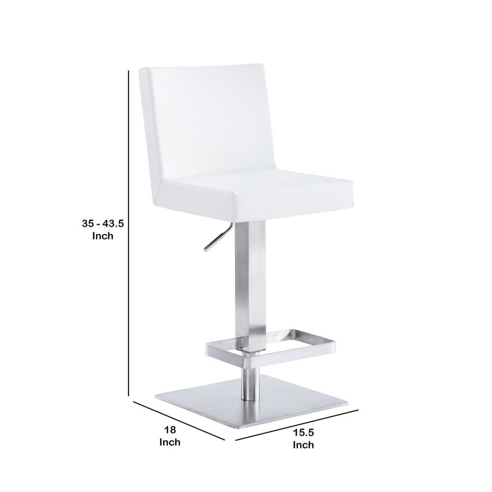 Leatherette Swivel Barstool with Adjustable Height White By Casagear Home BM236653