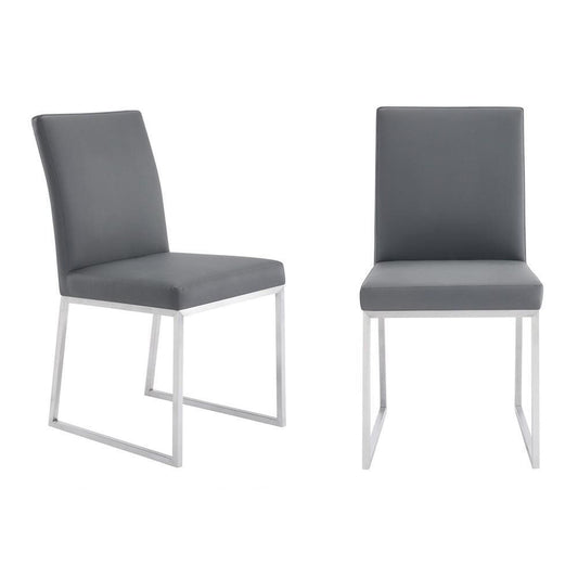 20 Inches Leatherette Metal Frame Dining Chair, Set of 2, Gray By Casagear Home