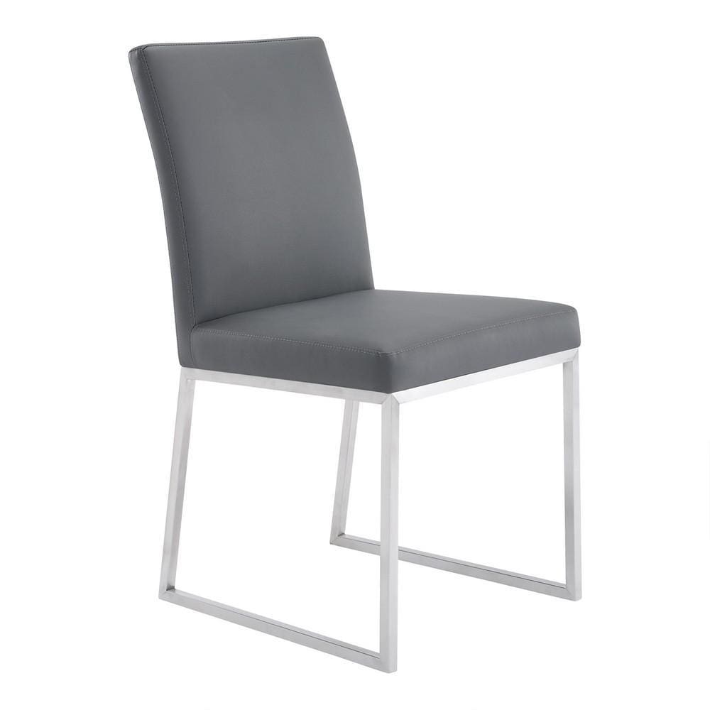 20 Inches Leatherette Metal Frame Dining Chair Set of 2 Gray By Casagear Home BM236663