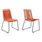 18.5 Inches Fishbone Weaved Metal Dining Chair, Set of 2, Orange By Casagear Home