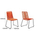18.5 Inches Fishbone Weaved Metal Dining Chair Set of 2 Orange By Casagear Home BM236720