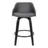 26 Inch Wooden and Leatherette Swivel Barstool Black and Gray By Casagear Home BM236781