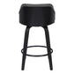 26 Inch Wooden and Leatherette Swivel Barstool Black and Gray By Casagear Home BM236781