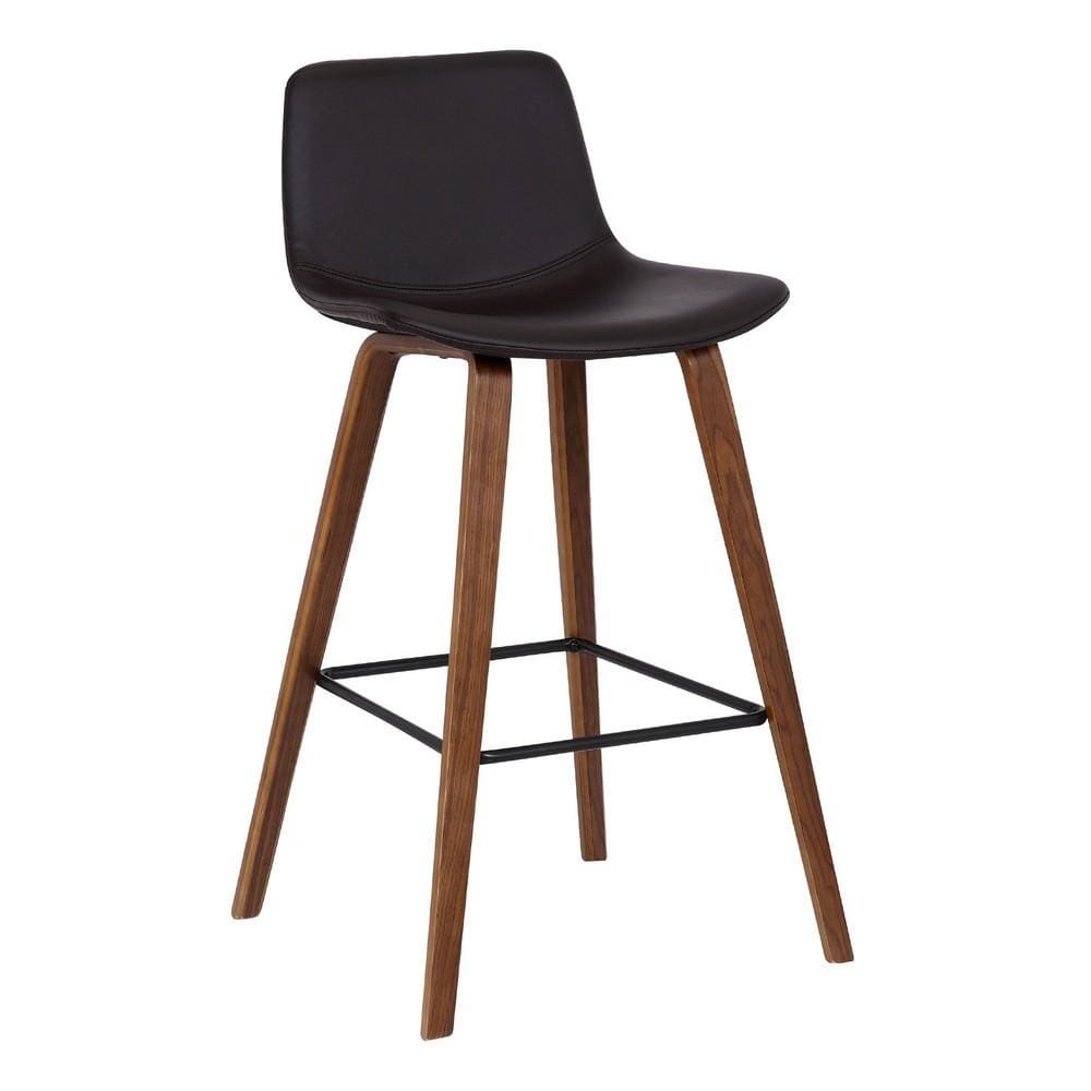 35 Inch Wooden Barstool with Leatherette Seat, Brown By Casagear Home