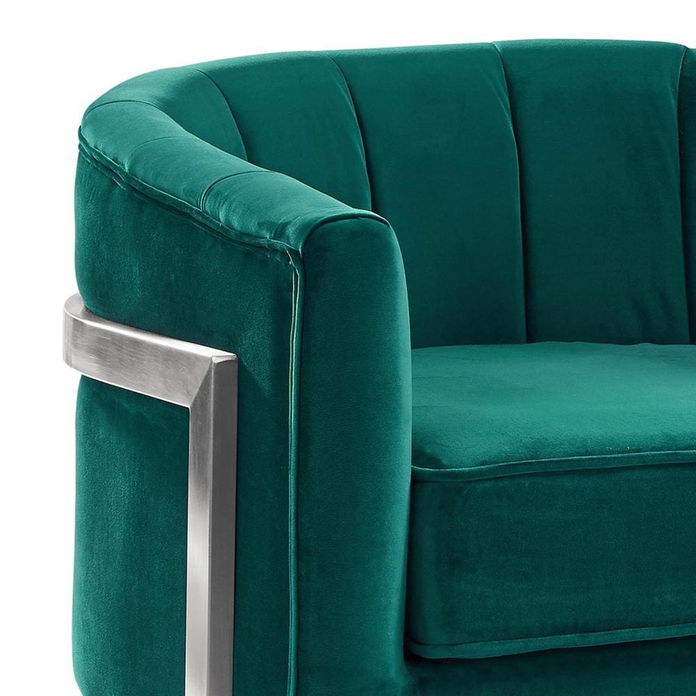18 Inch Velvet Upholstered Curved Modern Accent Chair Green - BM236855 By Casagear Home BM236855