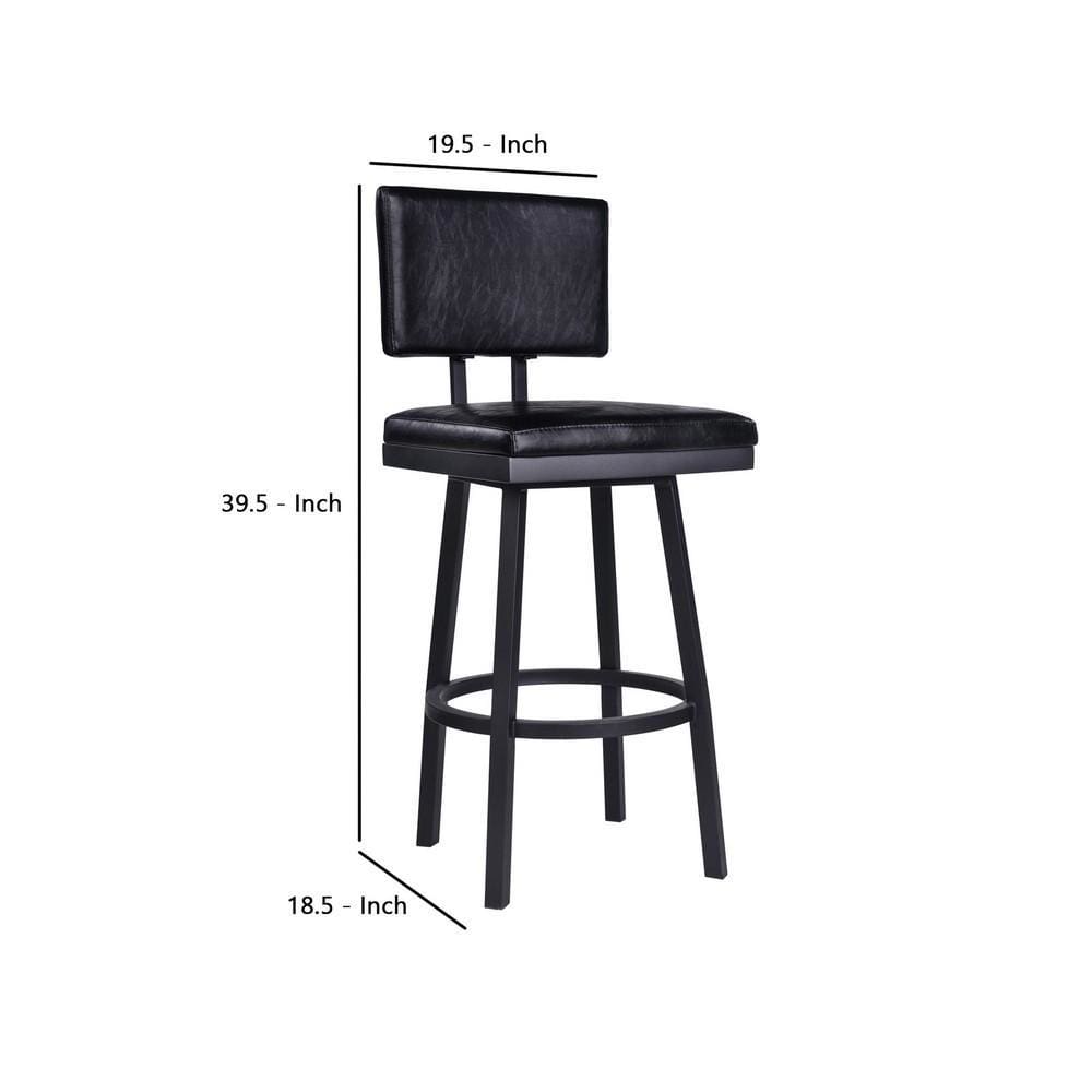 26 Lumbar Back Faux Leather Barstool with Stainless Steel Legs Black By Casagear Home BM236920