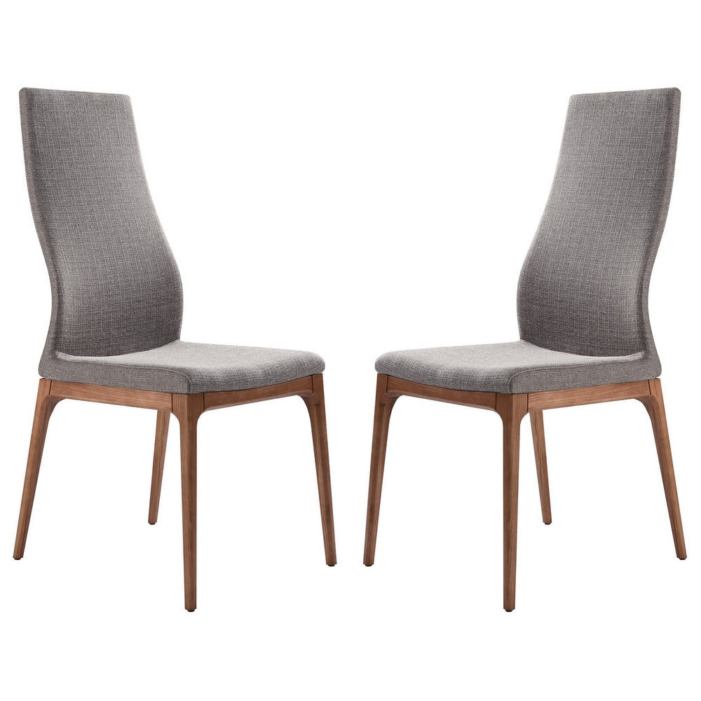 Fabric Sloped Elongated Back Dining Chair with Splayed Legs, Set of 2,Gray - BM236990 By Casagear Home