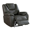 Leatherette Power Recliner with Pillow Top Arms, Dark Gray - BM237148 By Casagear Home