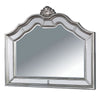 Molded Wooden Frame Mirror with Sculpted Top and Floral Accent, Silver - BM237150 By Casagear Home