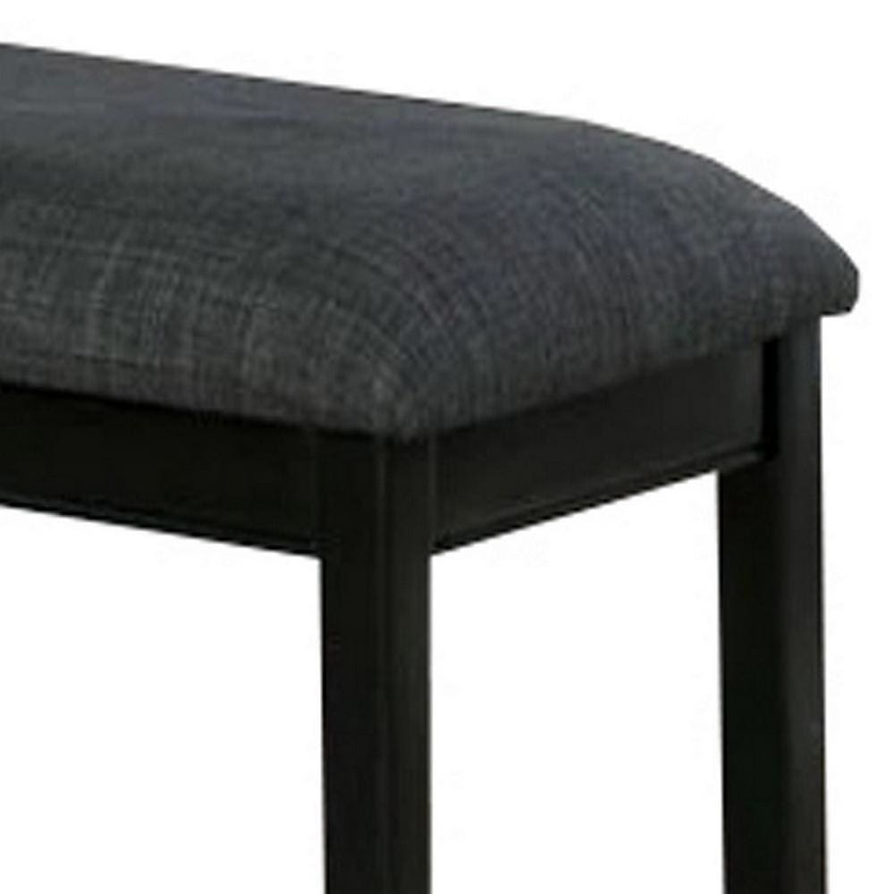 Fabric Seat Bench with Wooden Sleek Block Legs Black and Gray - BM237156 By Casagear Home BM237156