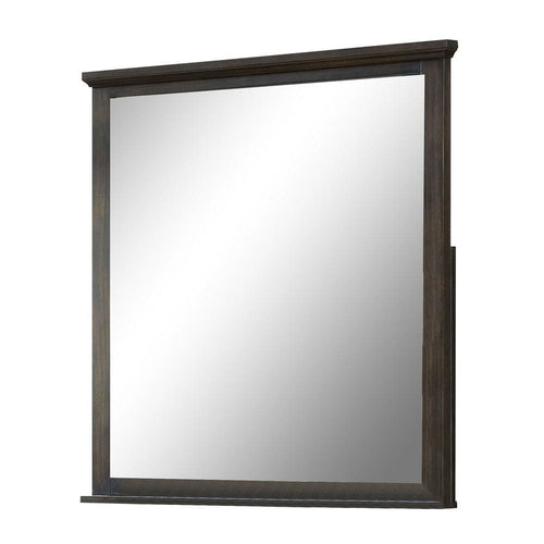 Mirror | Wood Frame | Molded Trim Top | Walnut Brown