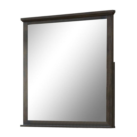 Mirror | Wood Frame | Molded Trim Top | Walnut Brown
