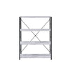 4 Tier Design Wooden Bookshelf with X Shaped Backing Antique White By Casagear Home BM237176