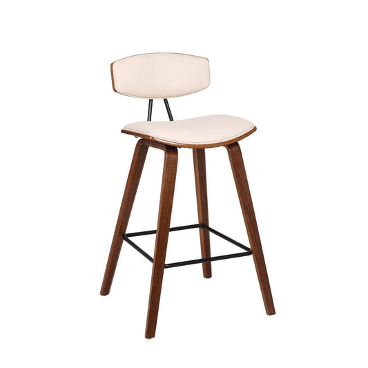 Mid Century Top Padded Back Counter Barstool, Cream - BM237213 By Casagear Home