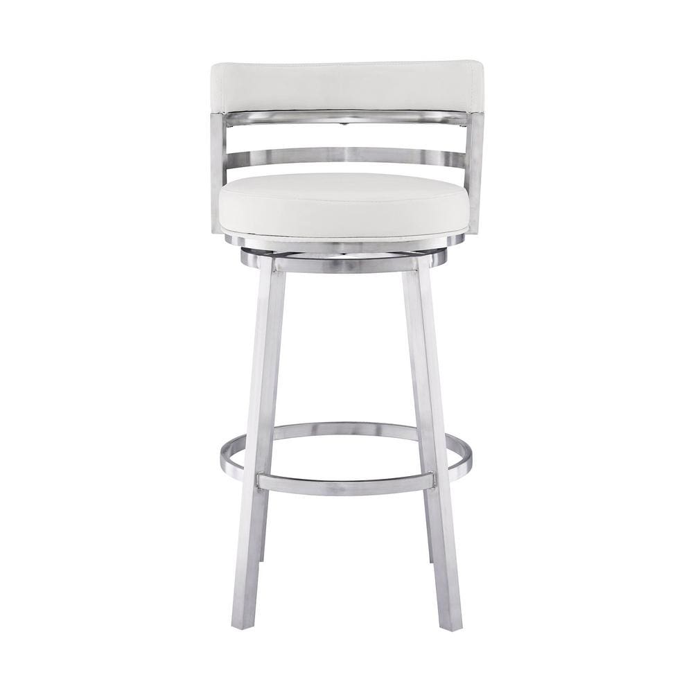 Leatherette Curved Back Counter Barstool with Swivel Mechanism White - BM237238 By Casagear Home BM237238