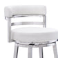 Leatherette Curved Back Counter Barstool with Swivel Mechanism White - BM237238 By Casagear Home BM237238