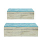 Resin Herringbone Top Storage Box, Set of 2, Blue, White By Casagear Home