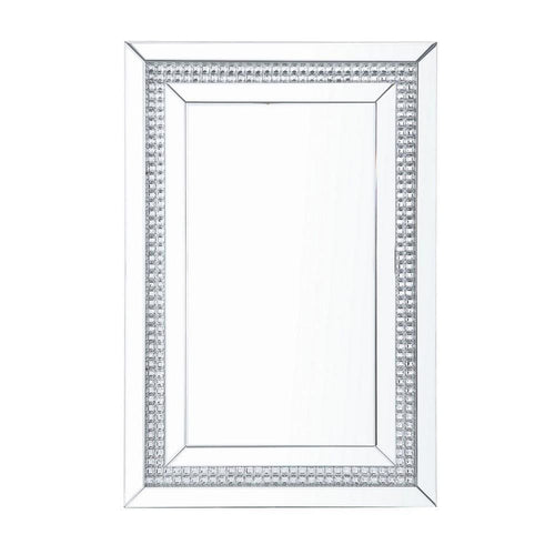 Wall Decor | Rectangular | Faux Crystals | Mirrored | Silver