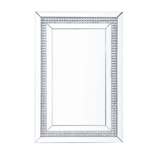 Wall Decor | Rectangular | Faux Crystals | Mirrored | Silver
