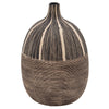 Ceramic Vase | 10" | Bellied Shape | Textured | Brown & Black