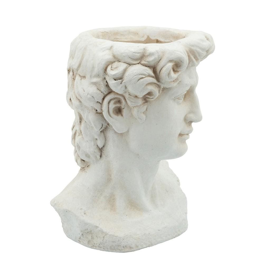 Male Head Resin Planter with Round Opening White By Casagear Home BM238139