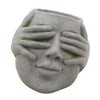 Planter | Resin Head with Hands on Eyes | Gray