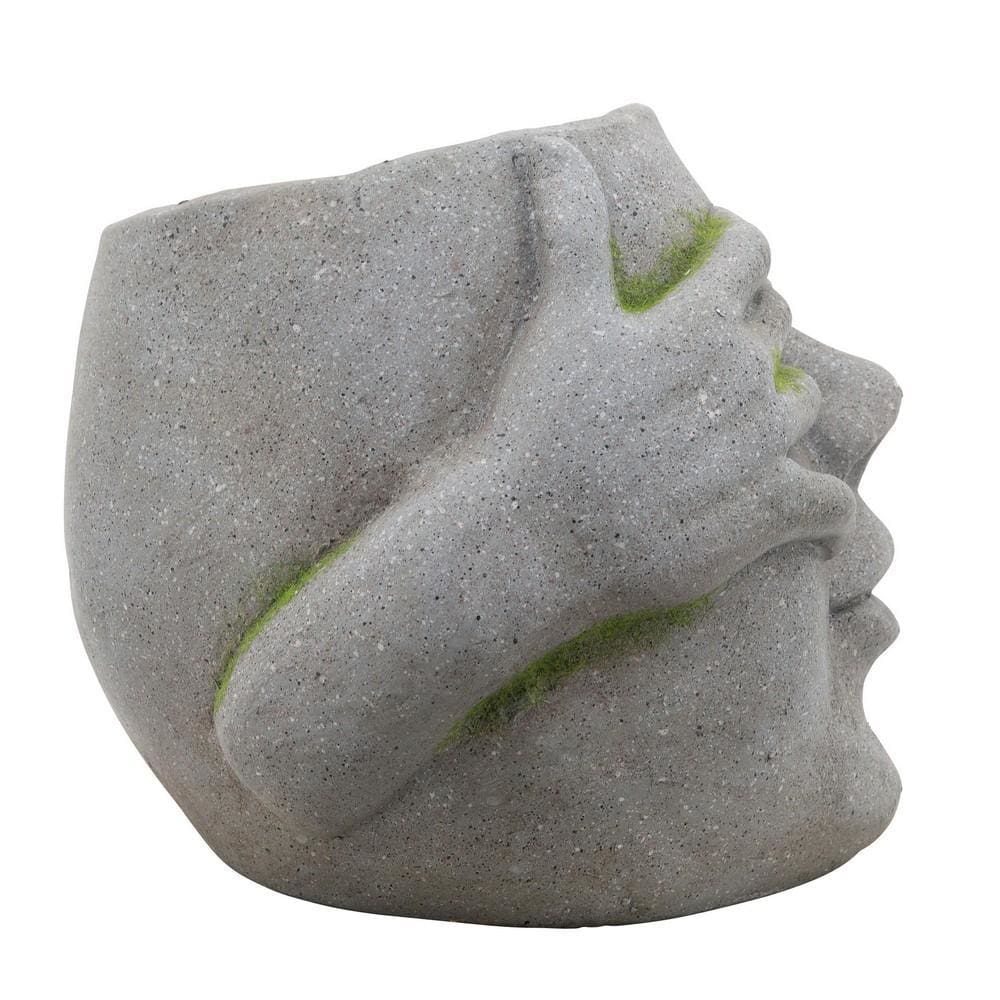 Resin Human Head Planter with Hands on Eyes Gray By Casagear Home BM238146