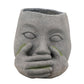 Resin Human Head Planter with Hands on Mouth, Gray By Casagear Home