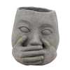 Planter | Resin Head with Hands on Mouth | Gray