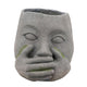 Planter | Resin Head with Hands on Mouth | Gray